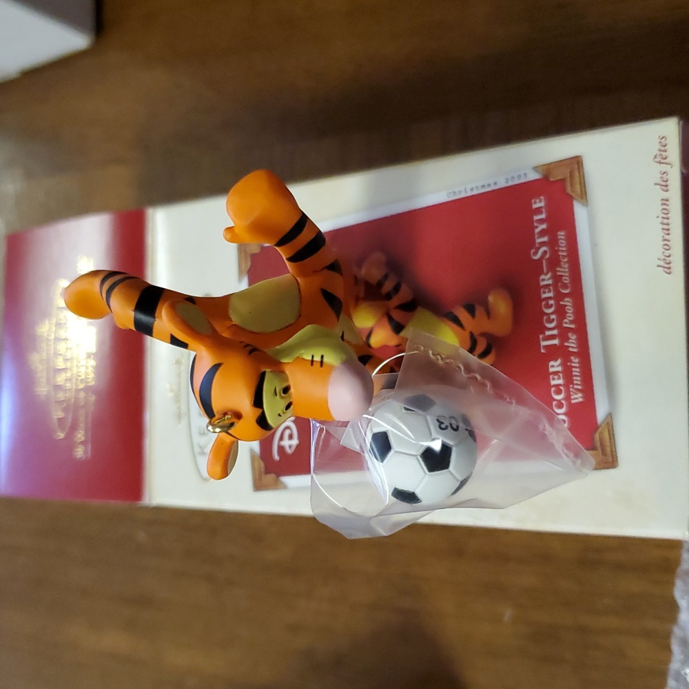 Hallmark Tigger with soccer ball ornament.